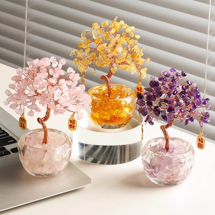 Natural Crystal Crushed Stone Feng Shui Crystal Money Tree Citrine Amethyst Rose Quartz (3)