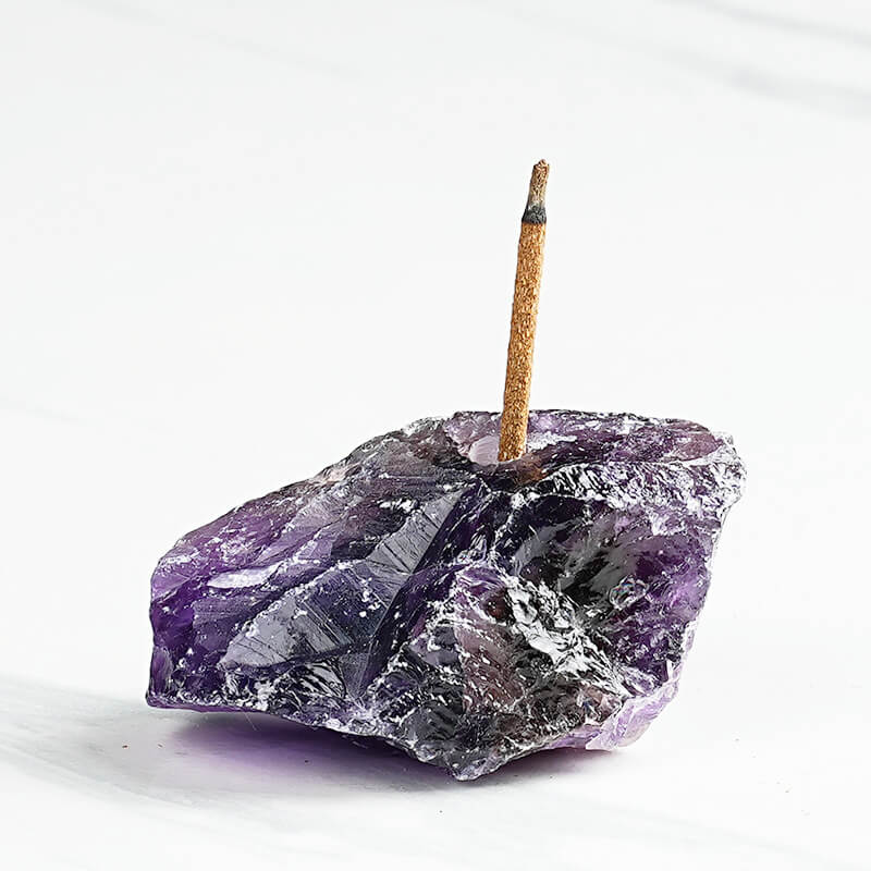 Natural Raw Stone Crystal Incense Stick Holder Fragrant Plug - immagine 10