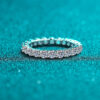Platinum Plated 925 Sterling Silver Full Moissanite Eternity Ring For Wedding Engagement