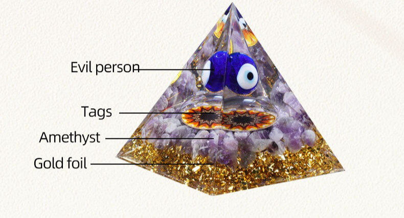6cm Amethyst Pyramid Blue Eye Arts Crafts Resin Ornament 8