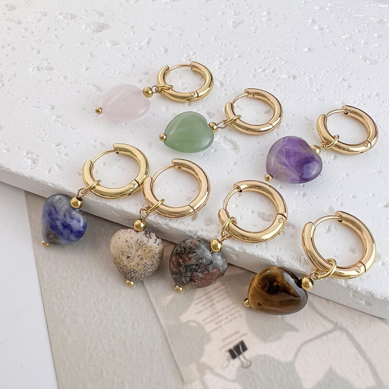 7 Types Heart Pendant Crystal Drop Earrings Collection