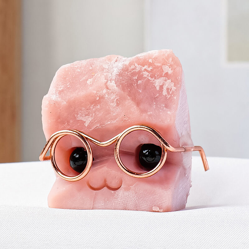 Cute Crystal Hedgehog Carving with Eyeglass Stone Pet Ornament - obrazek 11