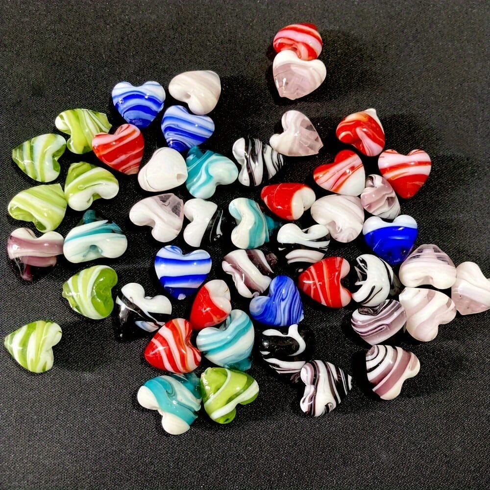 10PCS Stripe Heart Czech Glass Beads Wholesale - الصورة 3