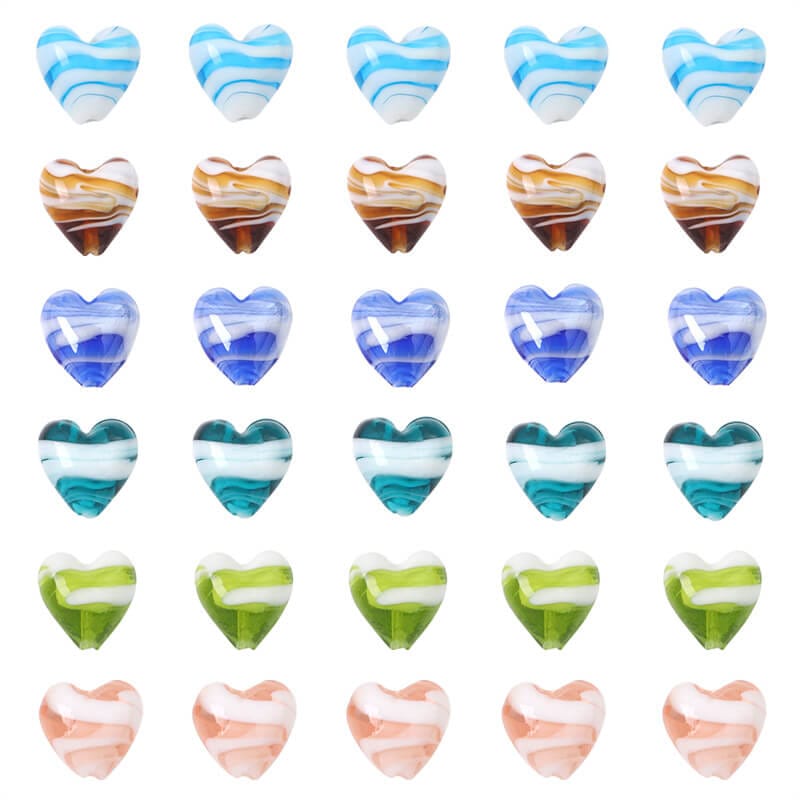 عرض بديل لـ 10PCS Stripe Heart Czech Glass Beads Wholesale