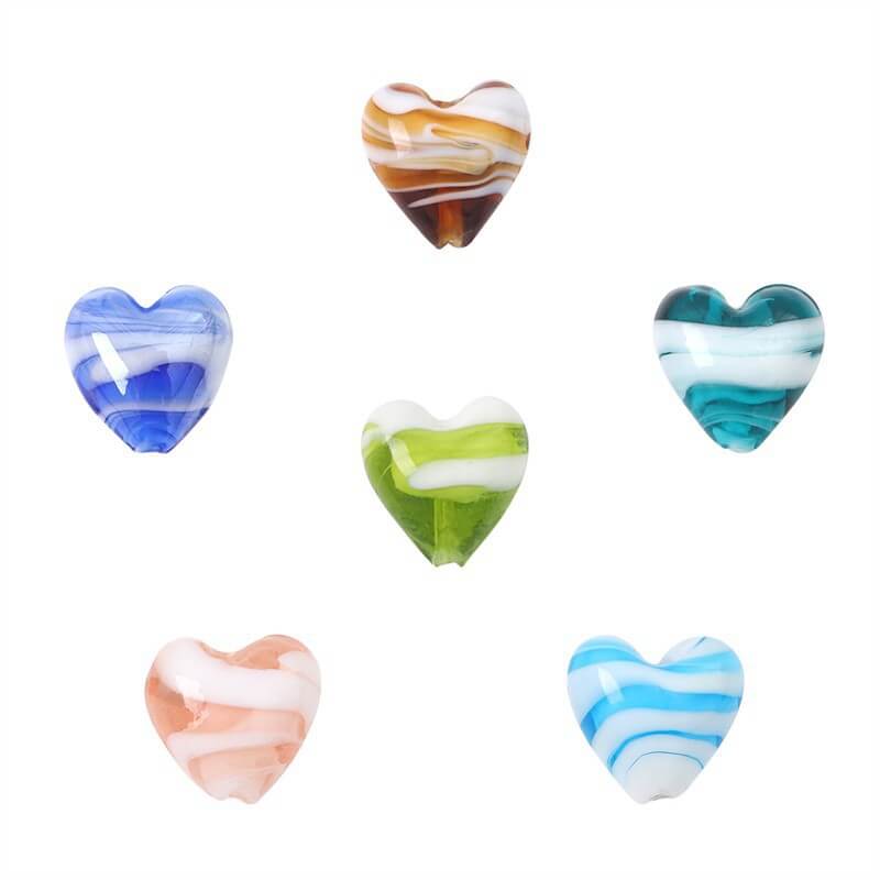 10PCS Stripe Heart Czech Glass Beads Wholesale - الصورة 6