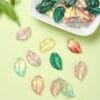 10Pcs Transparent Czech Glass Leaf Beads Feather Charm for DIY 3