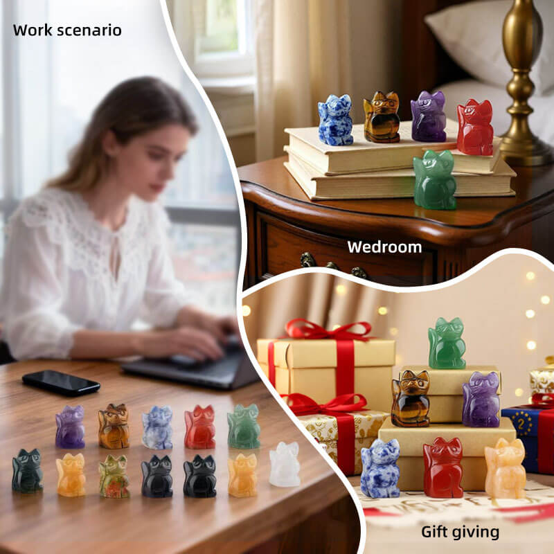 11 Types Crystal Cat Carving Collection 2