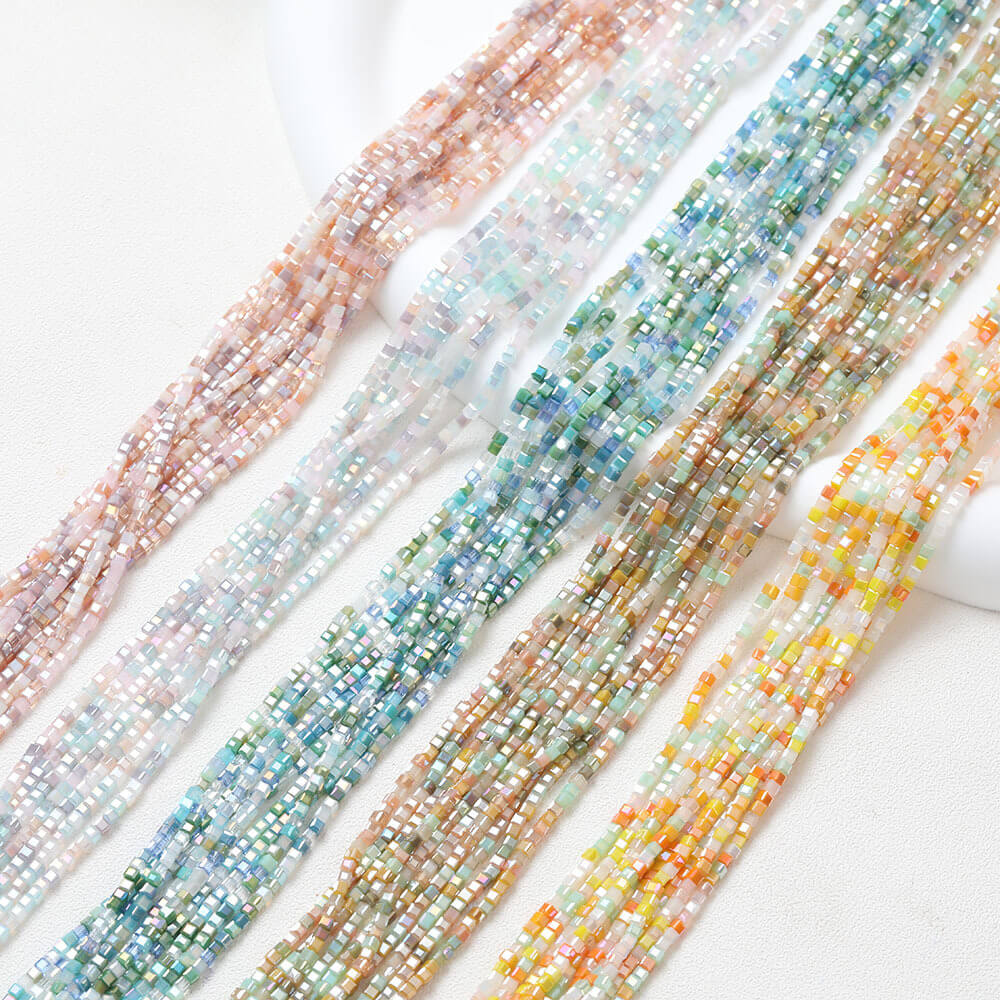 2.5mm Colorful Square Glass Beads Wholesale