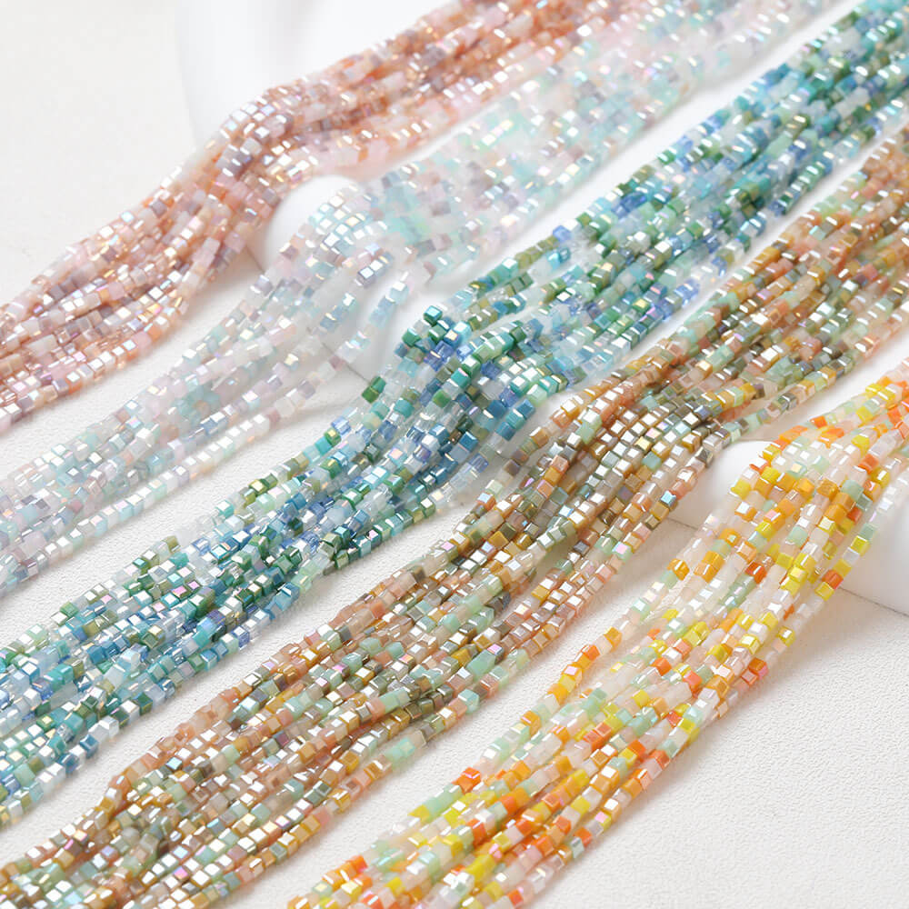 Alternative view of 2.5mm Colorful Square Glass Beads Wholesale