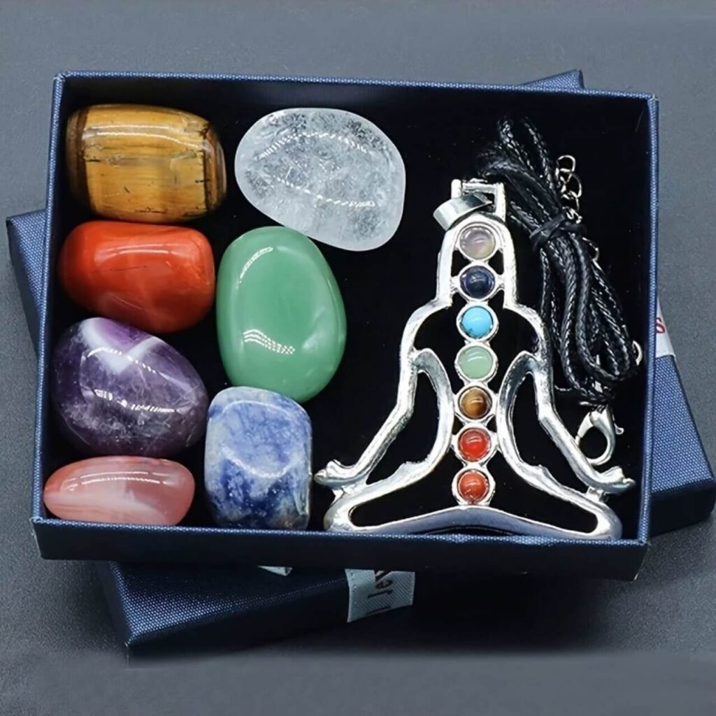 7 Chakra Gemstone Necklace Set Box Gift show