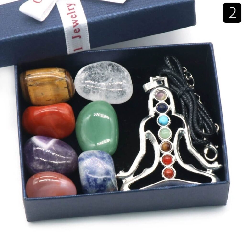 7 Chakra Gemstone Necklace Set Box Gift 4