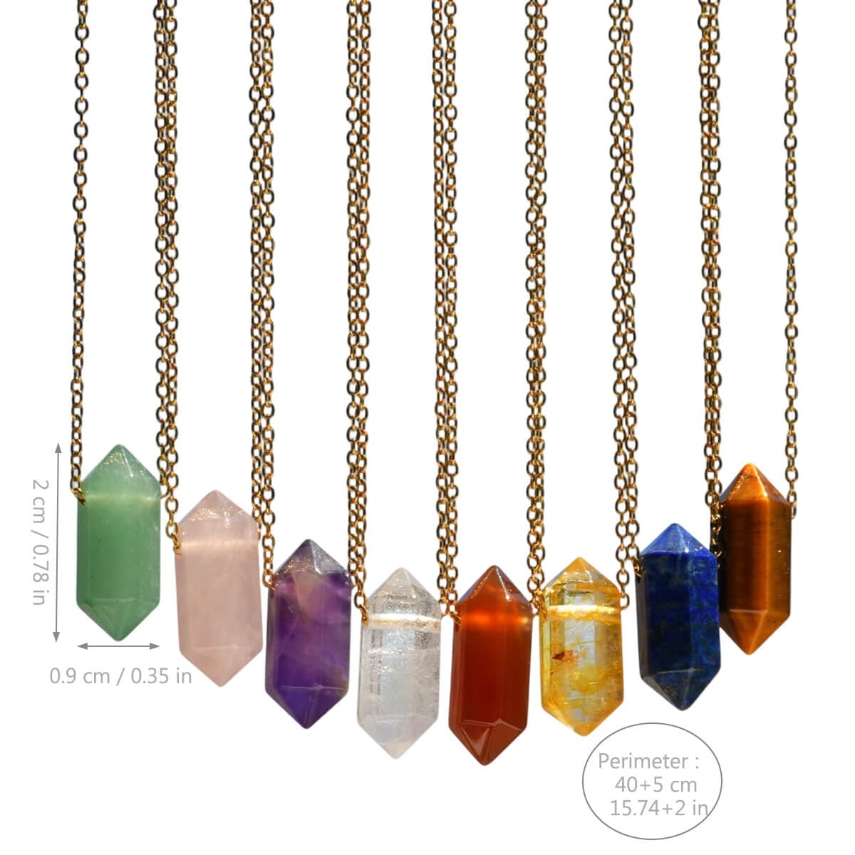 Double Point Crystal Necklace Hexagonal Pendant - Kuva 9