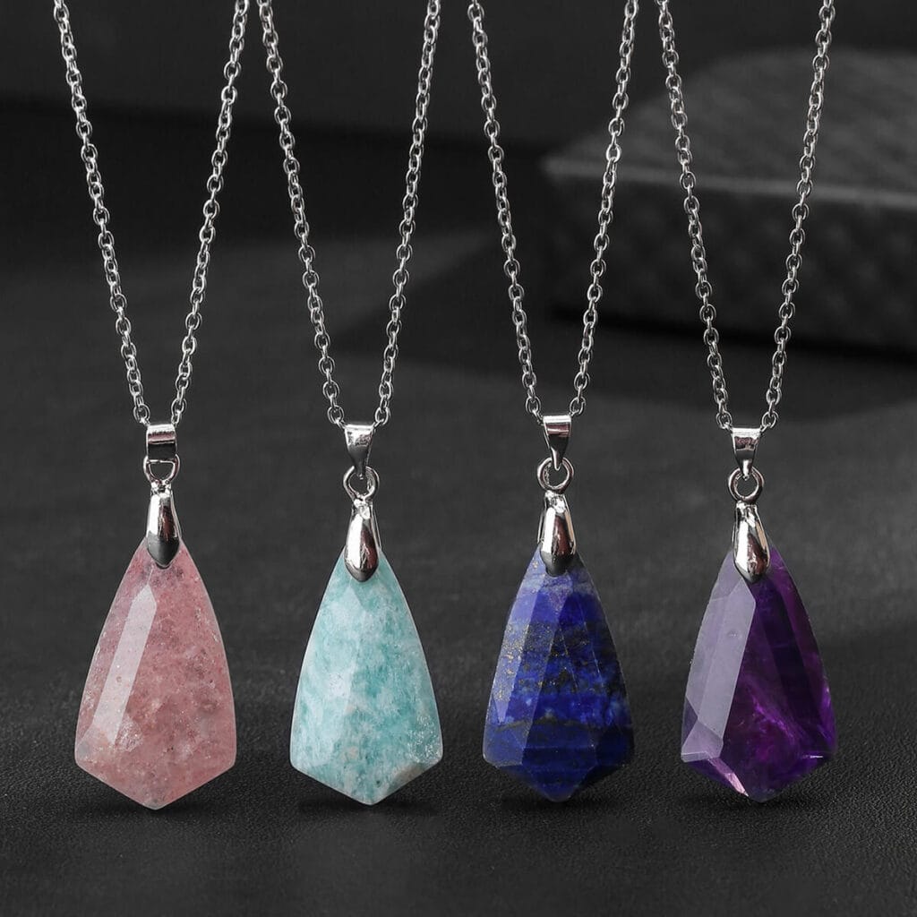 Faceted Crystal Pendant Necklace Bulk 12