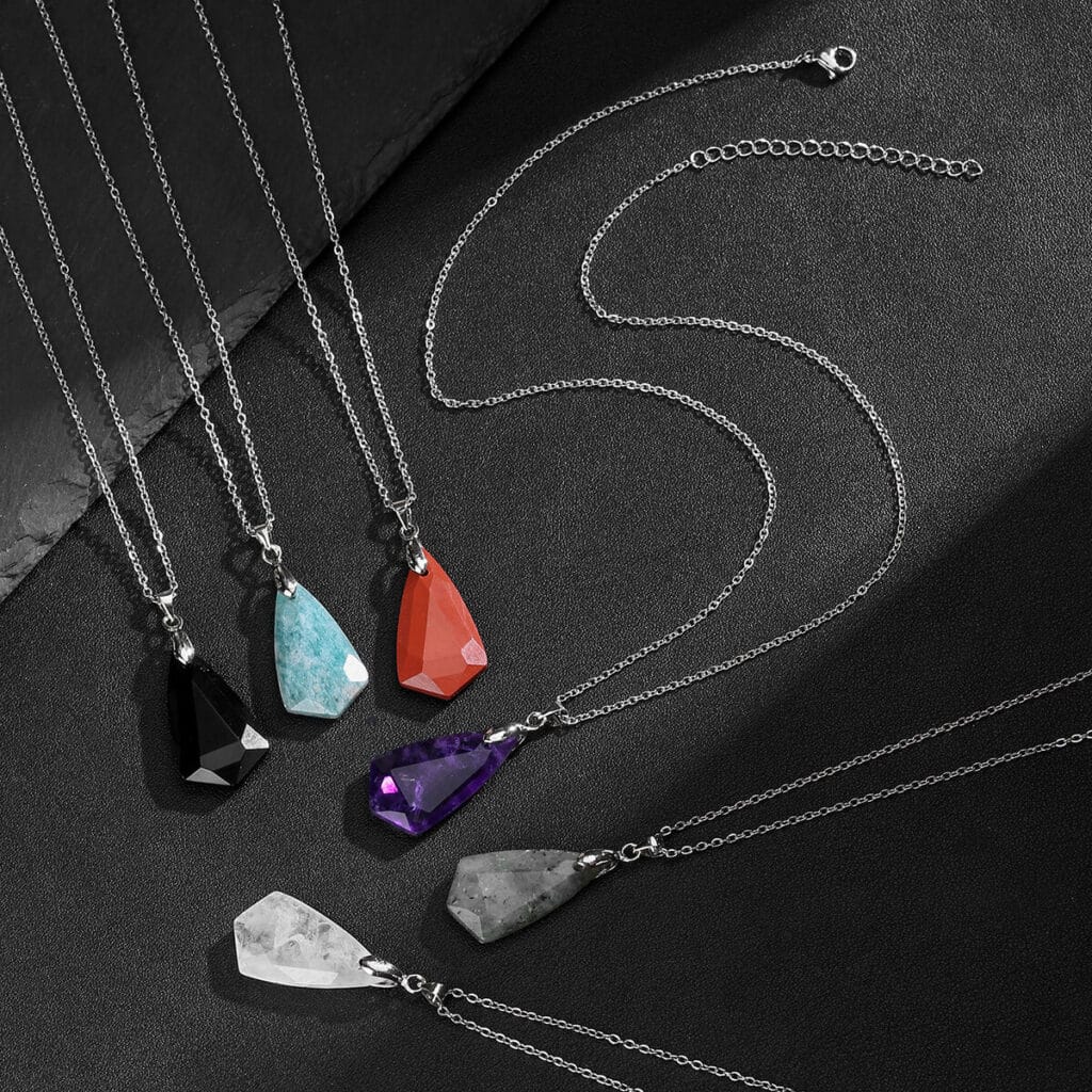 Faceted Crystal Pendant Necklace Bulk 16