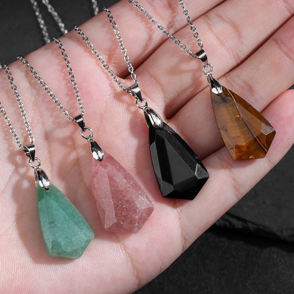 Faceted Crystal Pendant Necklace Bulk 4