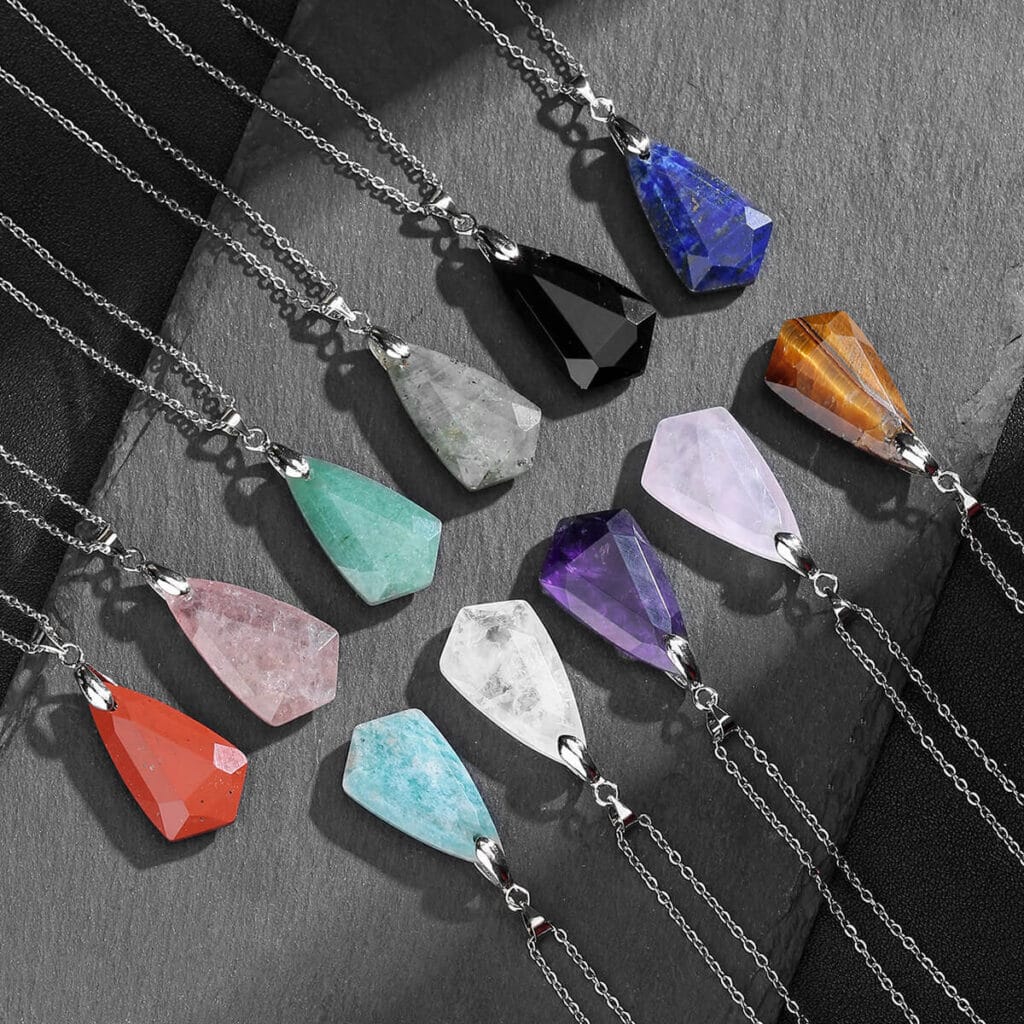 Faceted Crystal Pendant Necklace Bulk