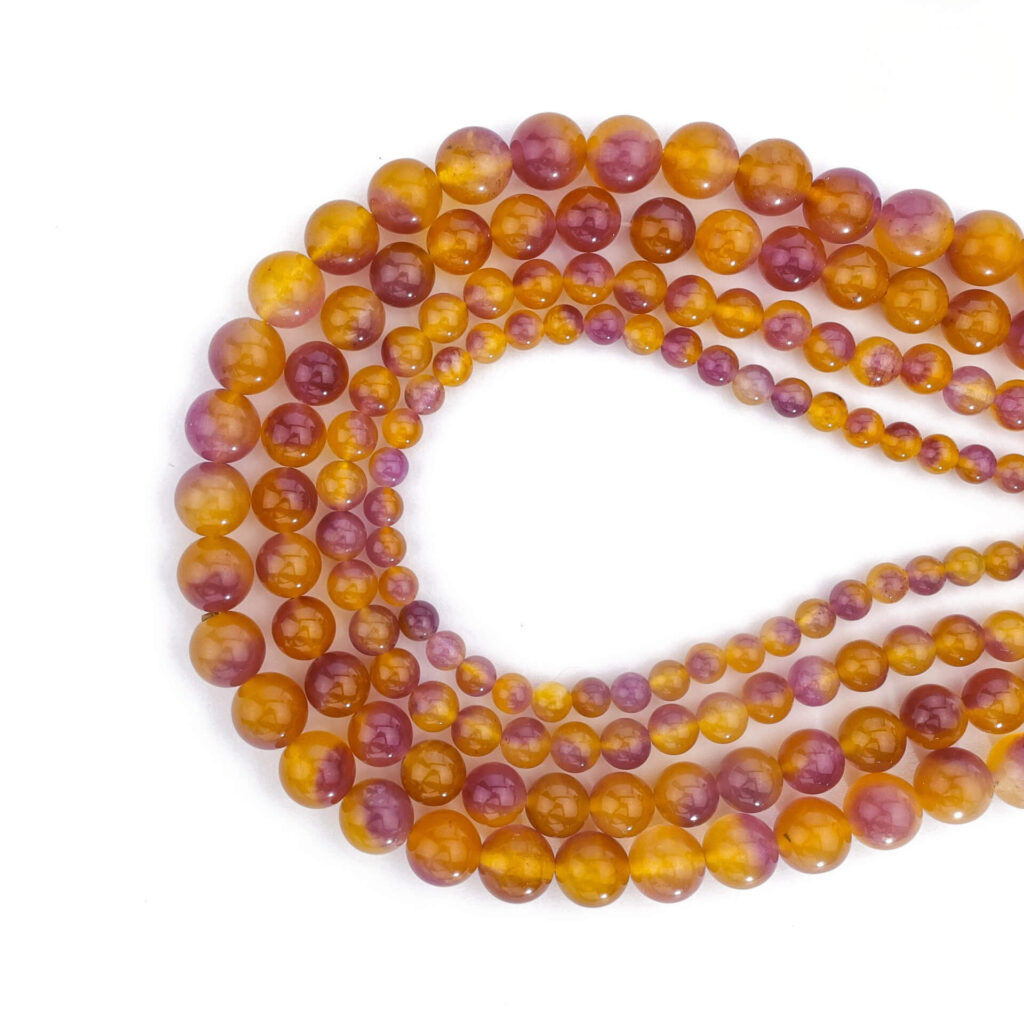 Light Purple Yellow Chalcedony Stone Beads Bulk 1