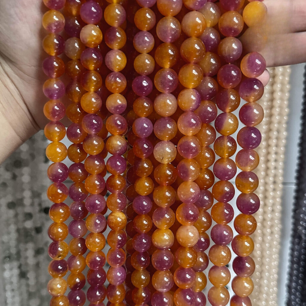 Light Purple Yellow Chalcedony Stone Beads Bulk
