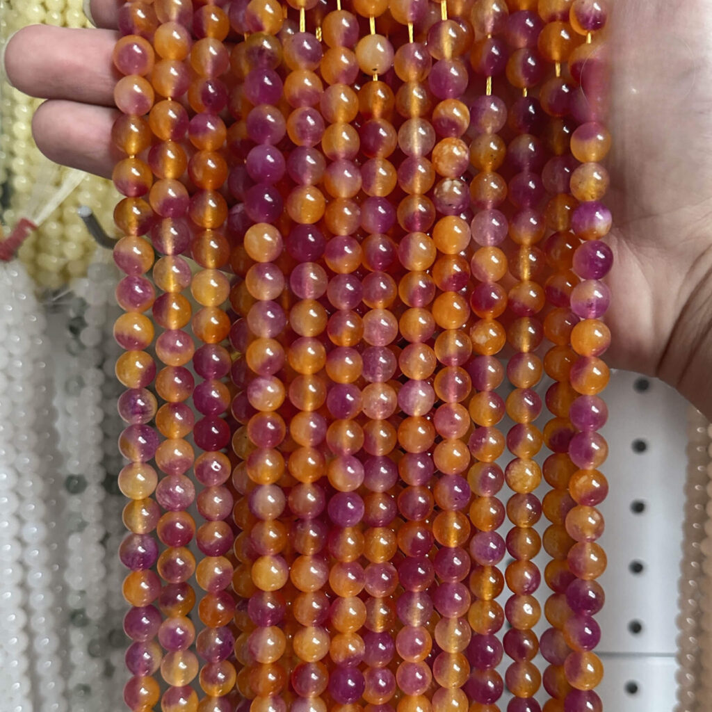 Light Purple Yellow Chalcedony Stone Beads Bulk