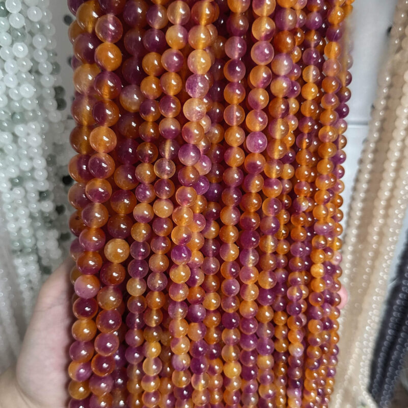 Light Purple Yellow Chalcedony Stone Beads Bulk 4