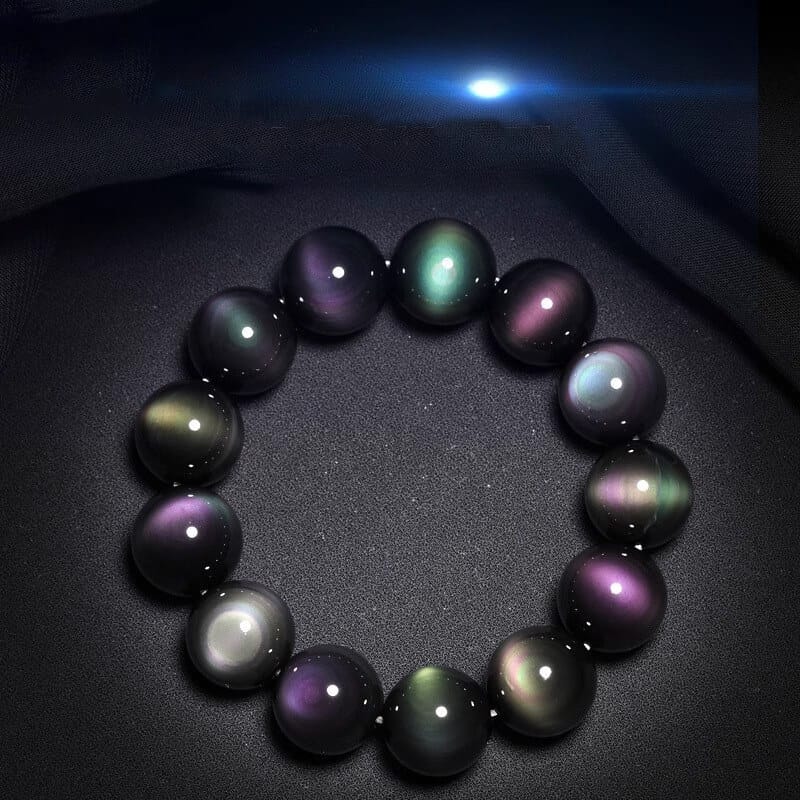 Alternative view of 6-12mm Beaded Rainbow Obsidian Bracelet Wholesale