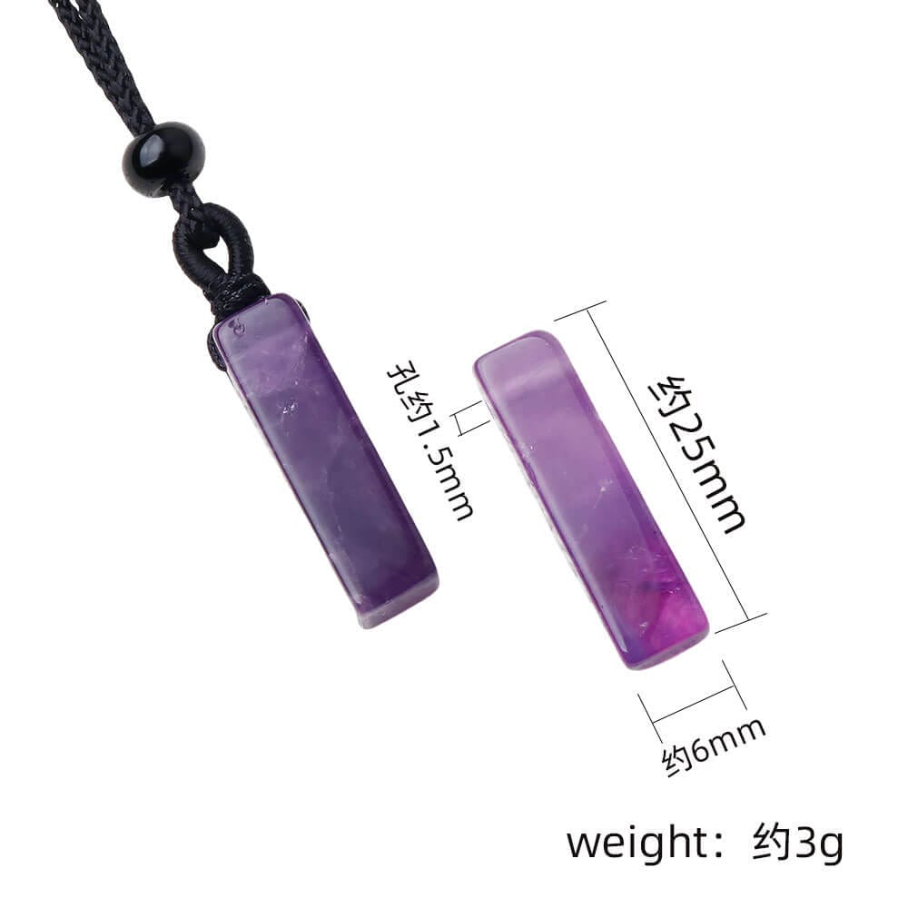 Semi Precious Gemstone Amethyst Bar Necklace - Image 5