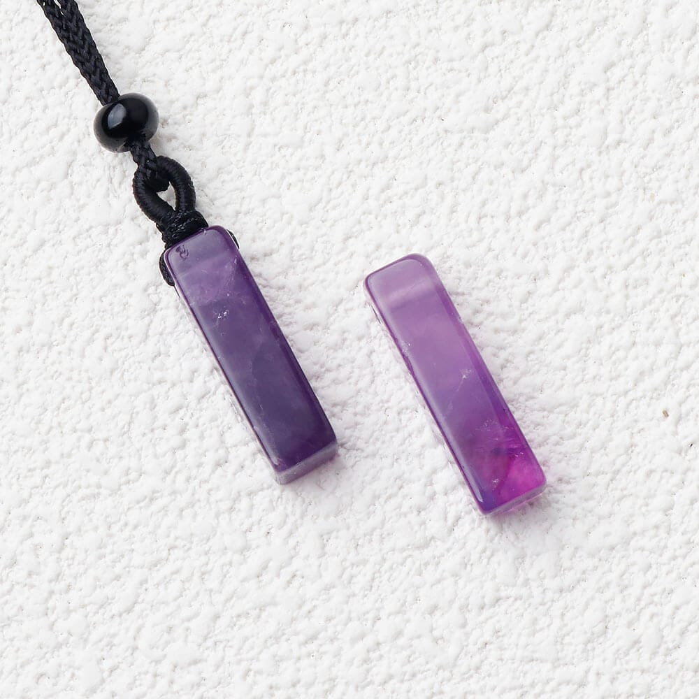 Semi Precious Gemstone Amethyst Bar Necklace - Image 10