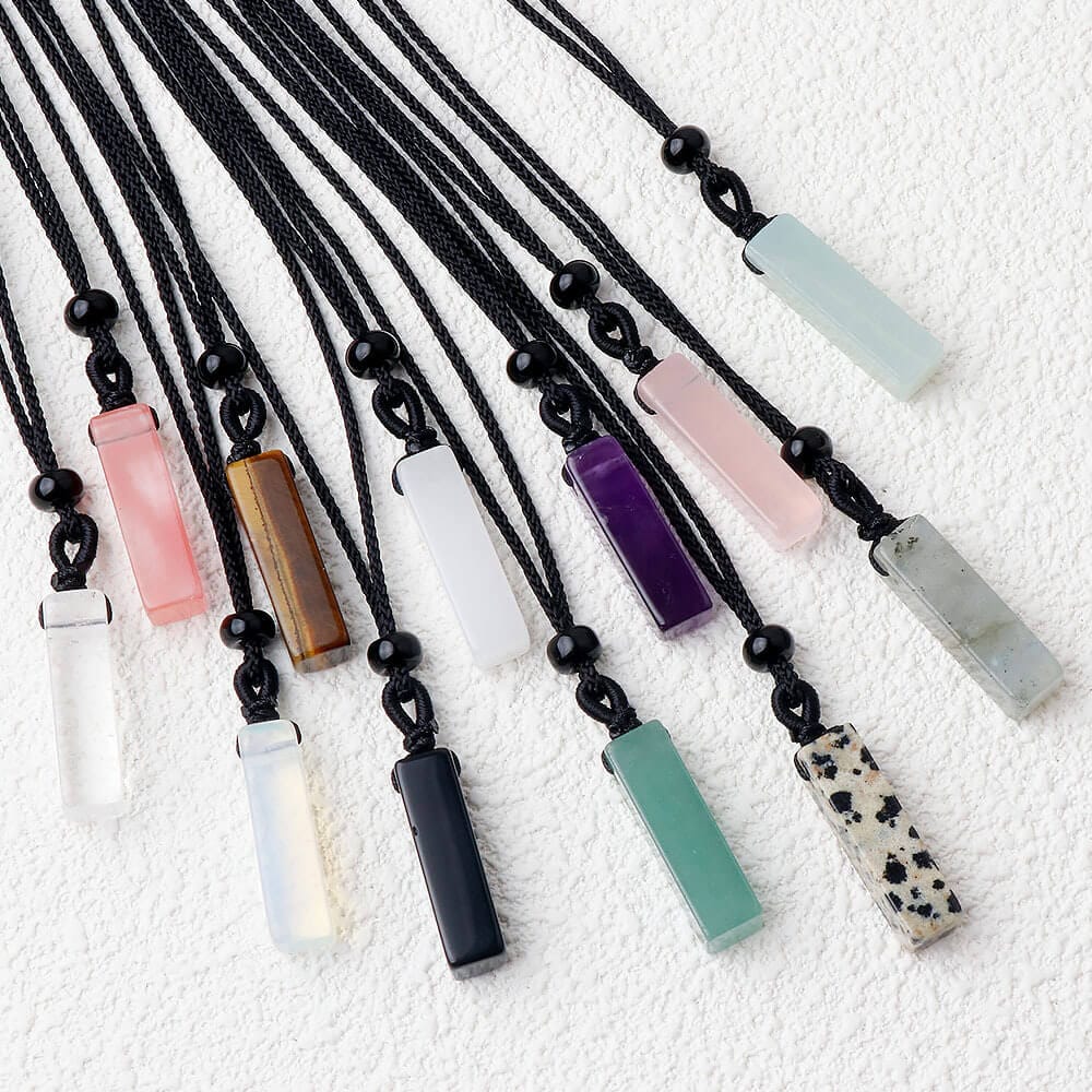 Semi Precious Gemstone Amethyst Bar Necklace - Image 4