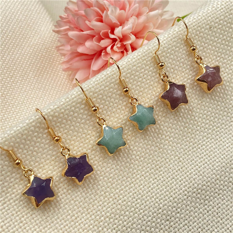 Wrapped Crystal Star Drop Earrings Bulk