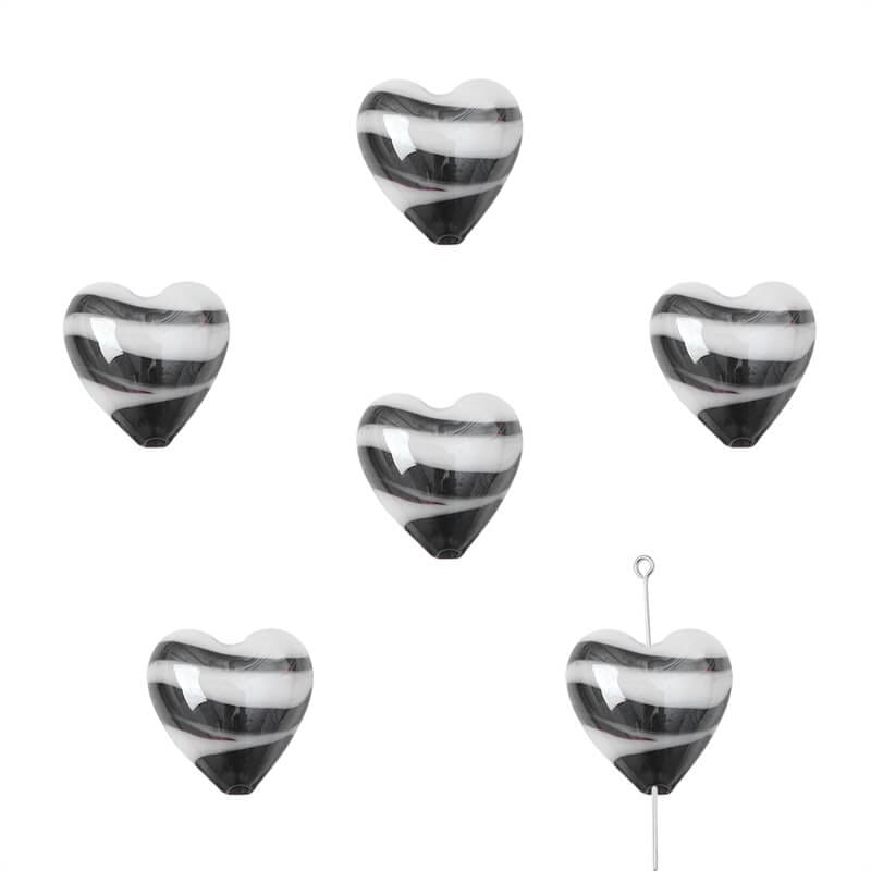 10PCS Stripe Heart Czech Glass Beads Wholesale - الصورة 8