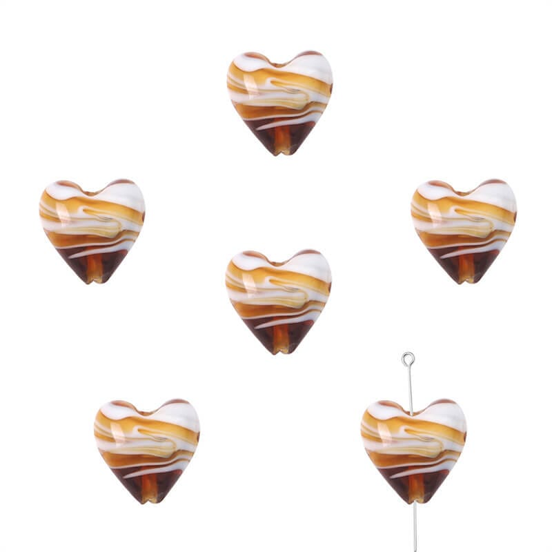 10PCS Stripe Heart Czech Glass Beads Wholesale - الصورة 10