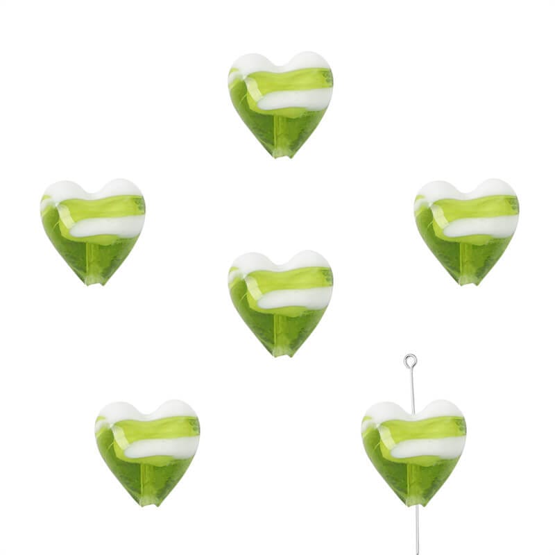 10PCS Stripe Heart Czech Glass Beads Wholesale - الصورة 11
