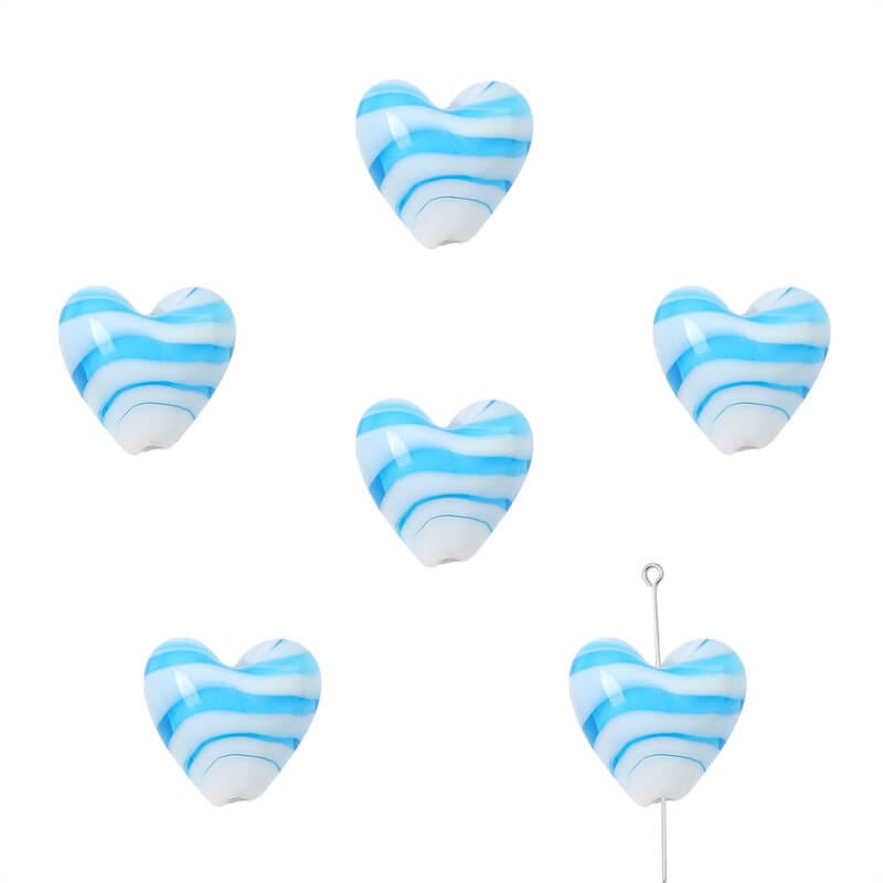 10PCS Stripe Heart Czech Glass Beads Wholesale - الصورة 14