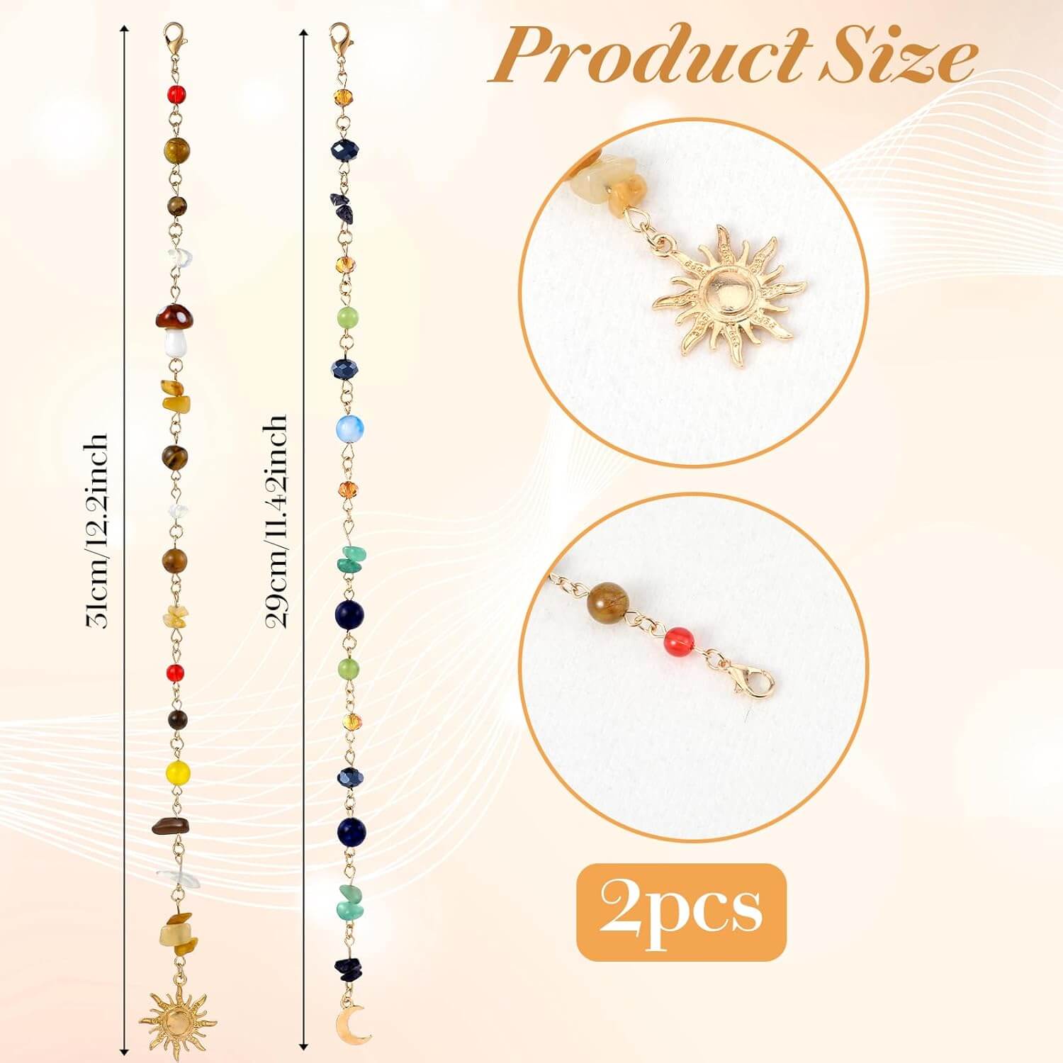 2PcsSet Mixed Crystal Chips Tassel Braids Hair Accessory 12