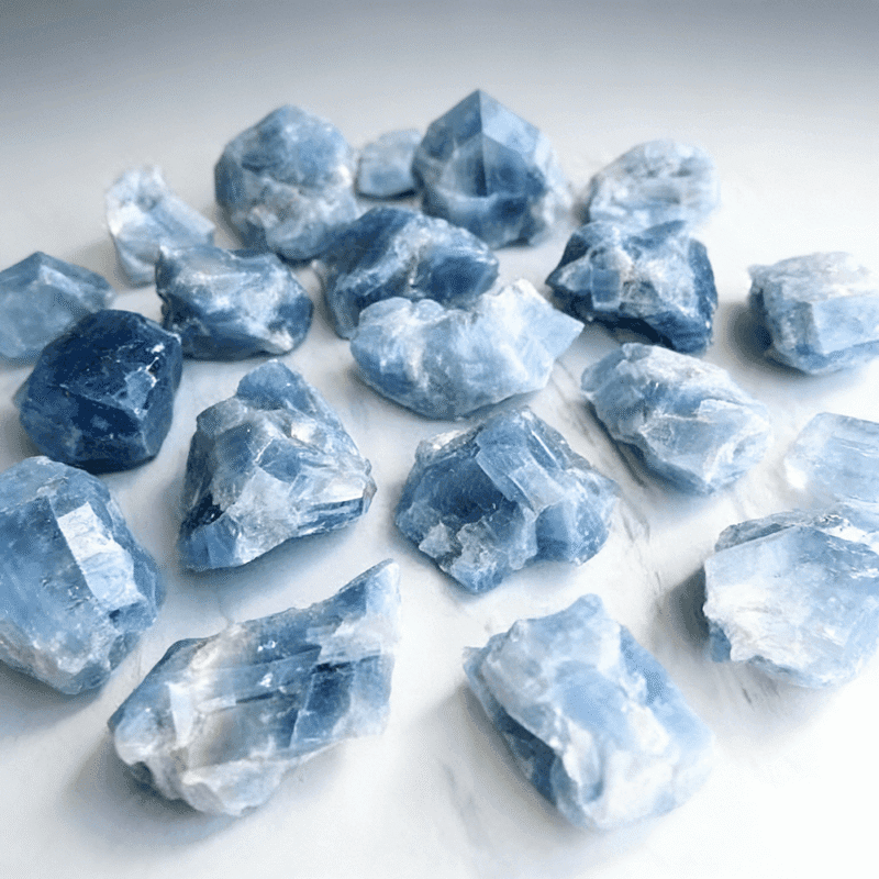 Blue calcite blue crystals