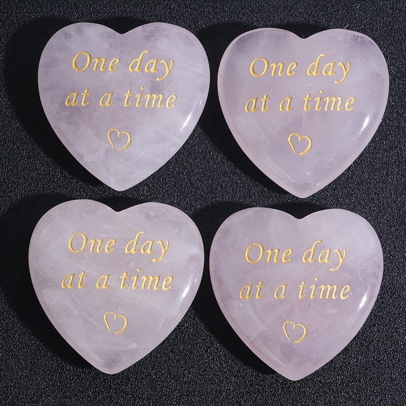 Calming Heart Shape Rose Quartz Stone with Letter (1)