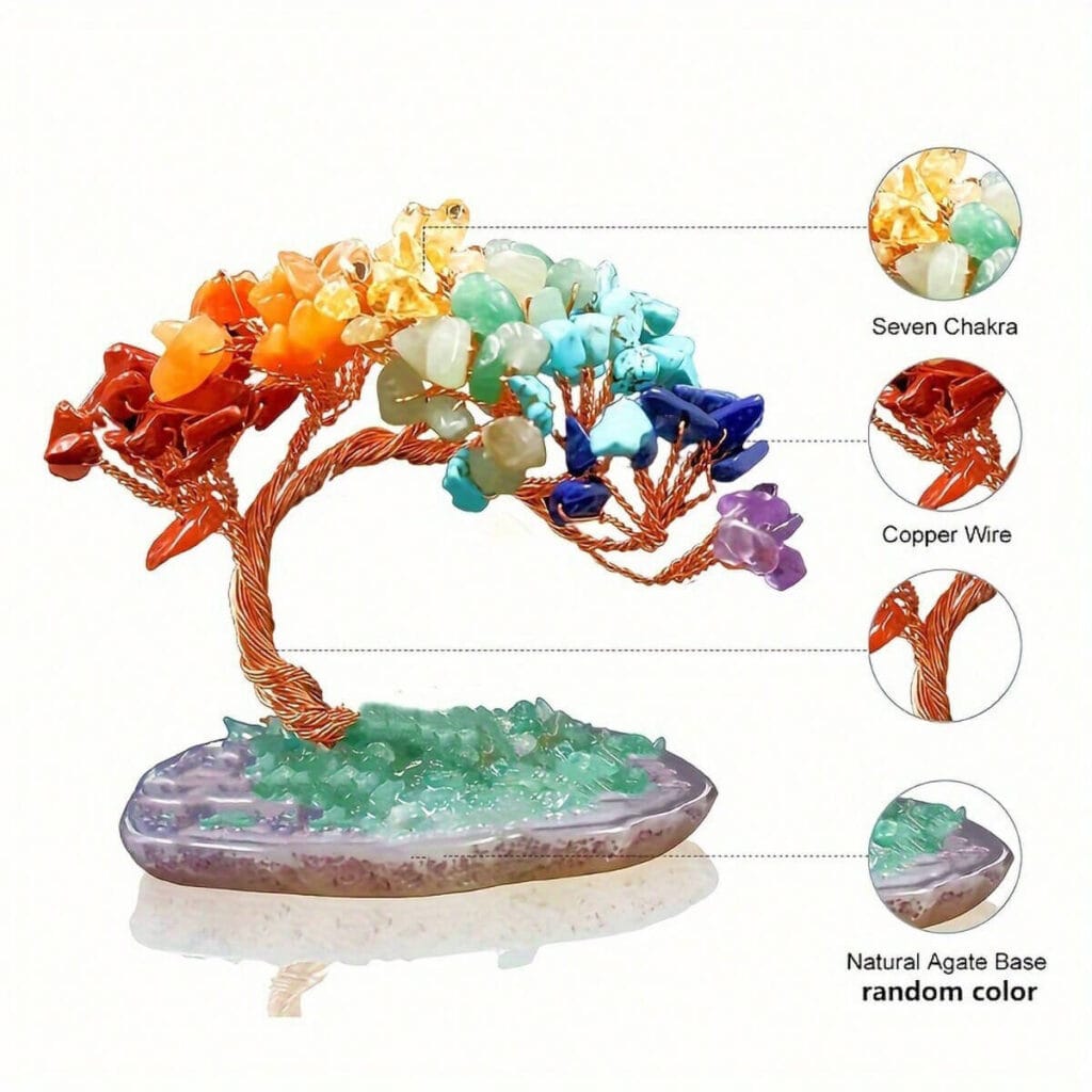 Alternativ vy av Natural 7 Chakra Crystal Tree Decor