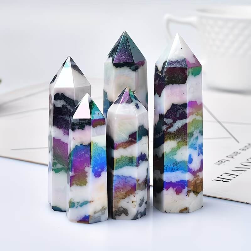 Single Point Aura Crystals Tower Zebra Quartz