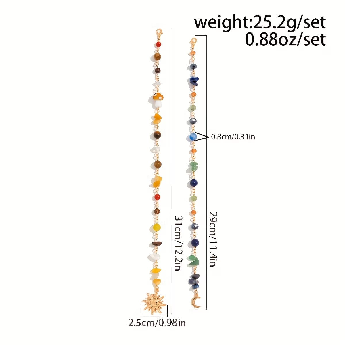 2Pcs/Set Mixed Crystal Chips Tassel Braids Hair Accessory - Afbeelding 4