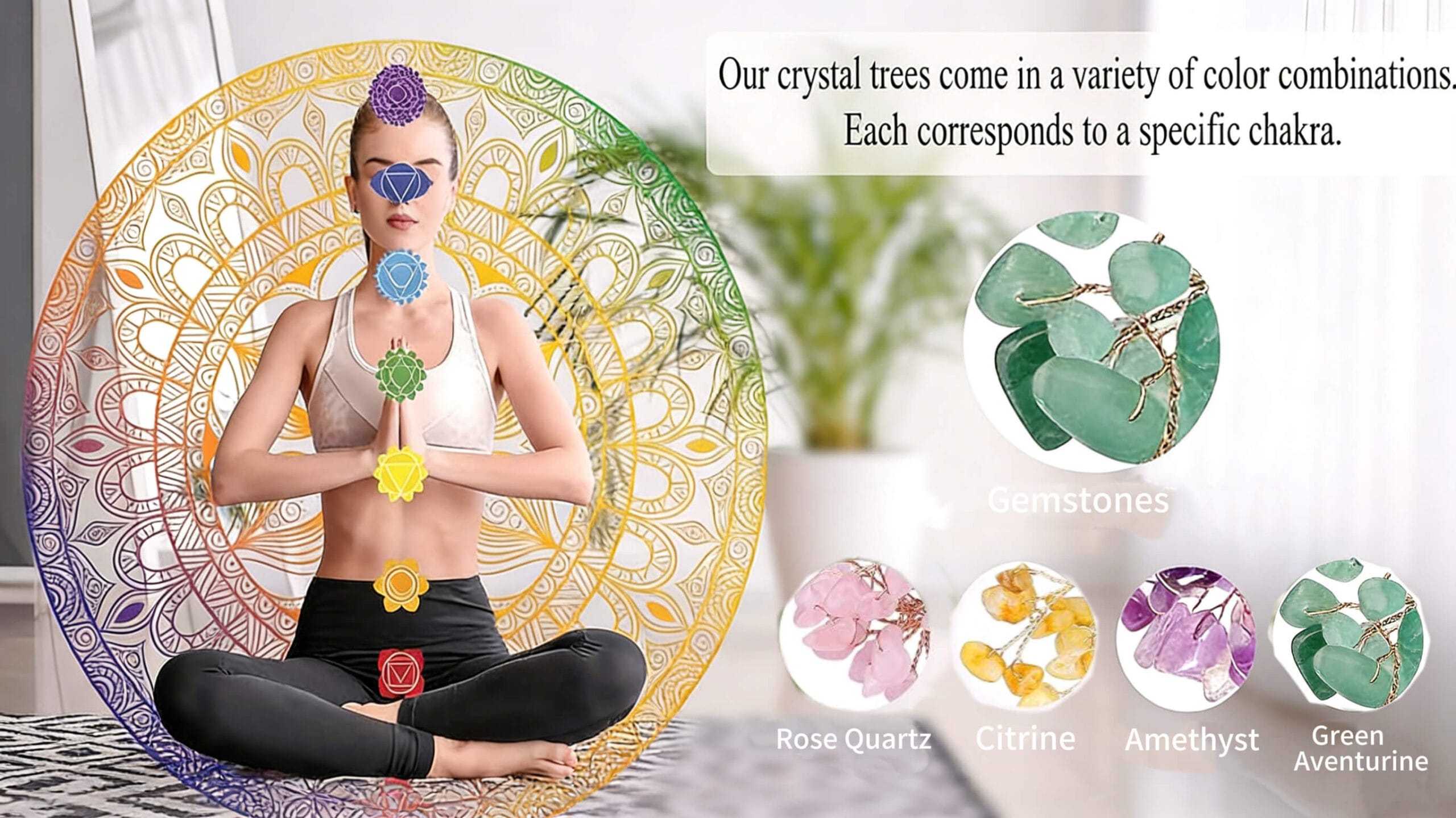 4 Types Crystal Money Tree Collection energy scaled