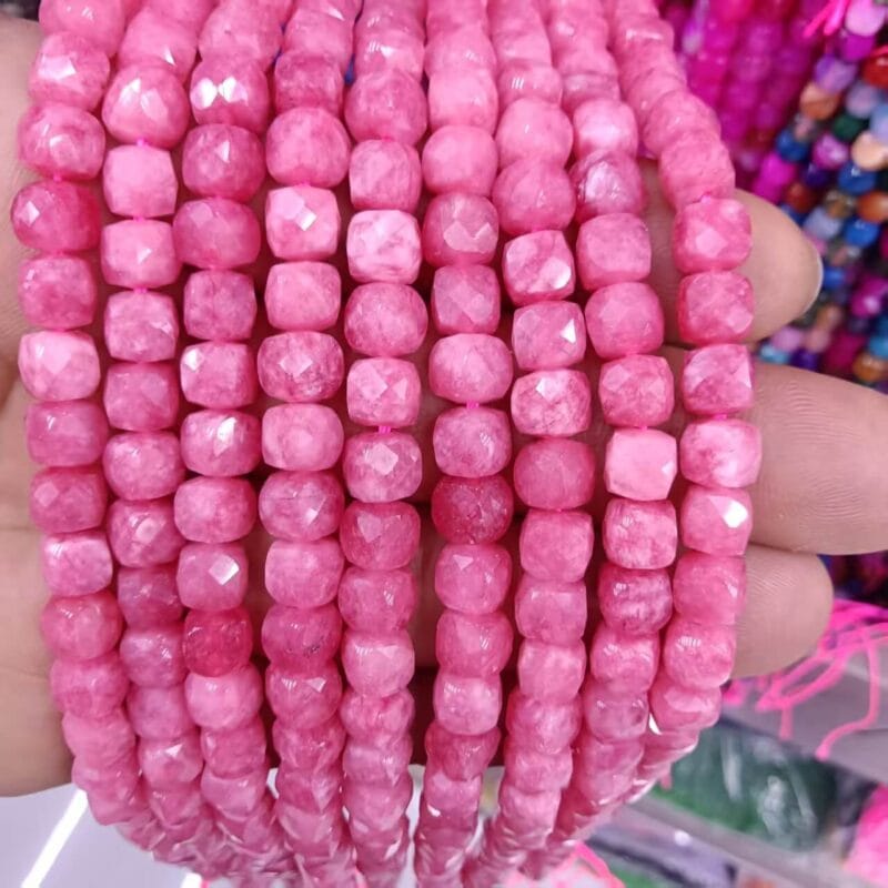 Natural Square Cube Faceted Agate Beads Wholesale-pink agete