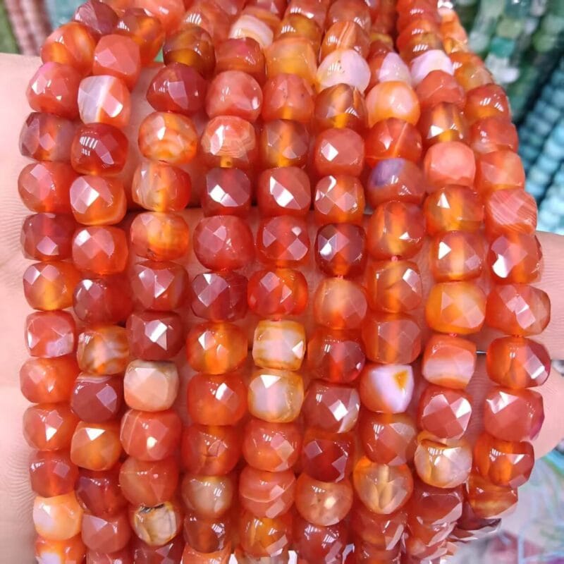 Natural Square Cube Faceted Agate Beads Wholesale-red agate