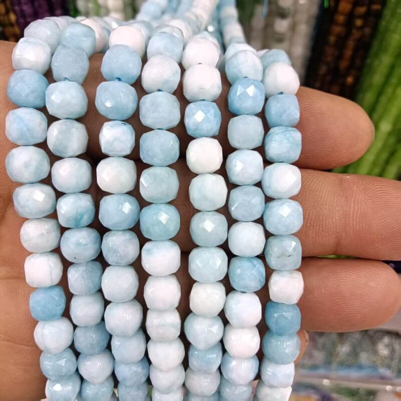 Natural Square Cube Faceted Aquamarine Beads Wholesale-