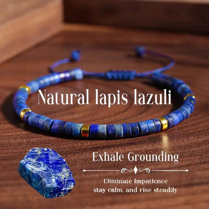Vista alternativa dell'Genuine Lapis Lazuli Bead Bracelet Braided