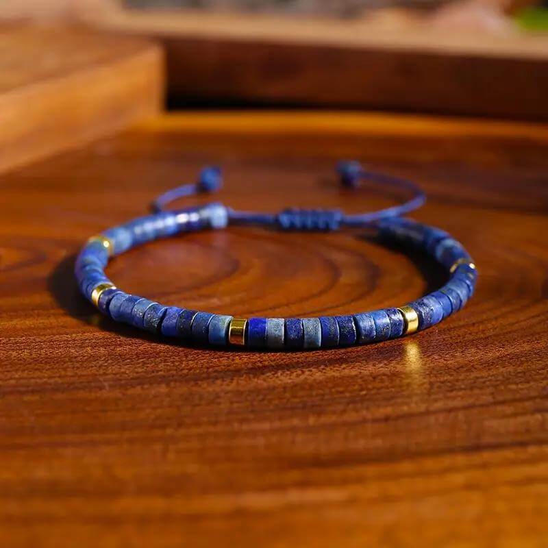 Genuine Lapis Lazuli Bead Bracelet Braided