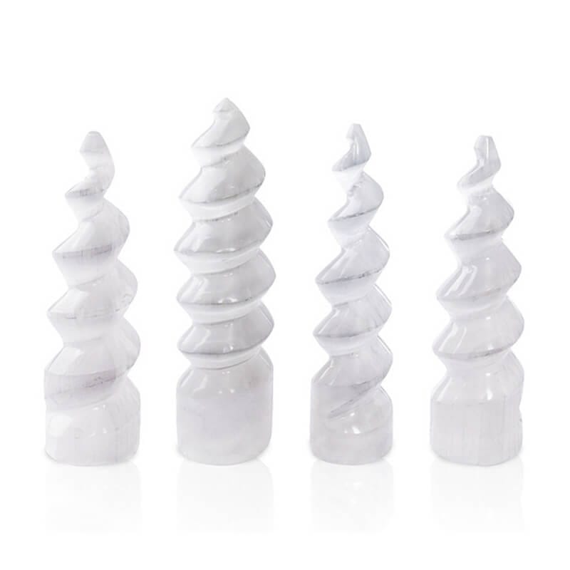 10 15cm Unicorn Selenite Spiral Tower Wholesale 10