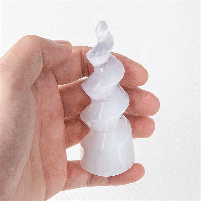 10 15cm Unicorn Selenite Spiral Tower Wholesale 8