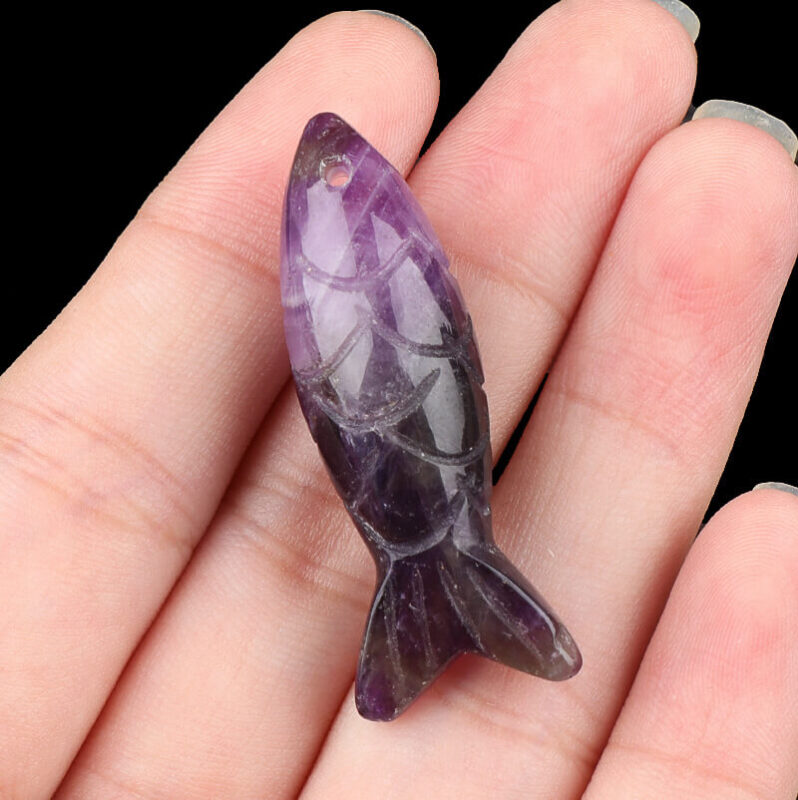 3D Fish Carved Semi Precious Stones Bulk 14