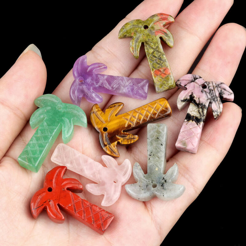 Summer Coconut Tree Mini Crystal Carvings Pendant