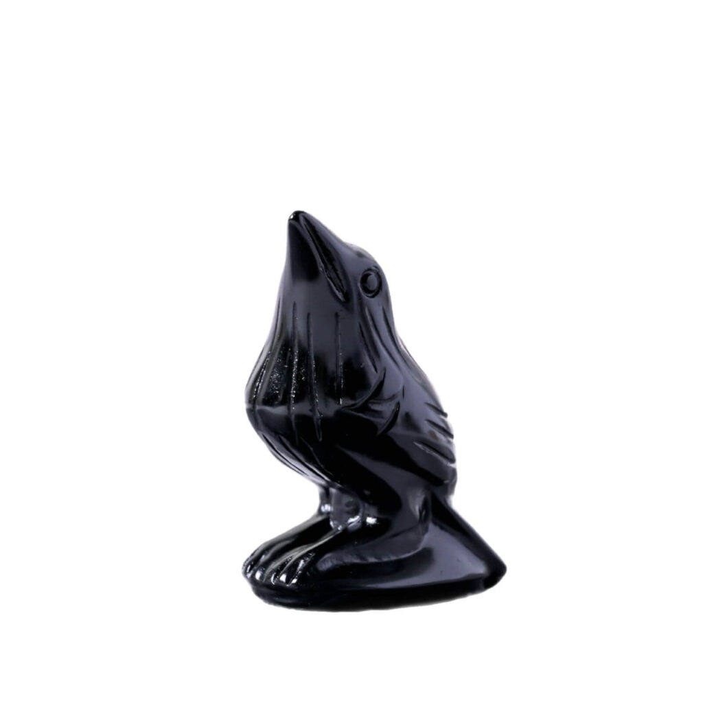 Vista alternativa de Cute Crow Carved Obsidian Home Ornament